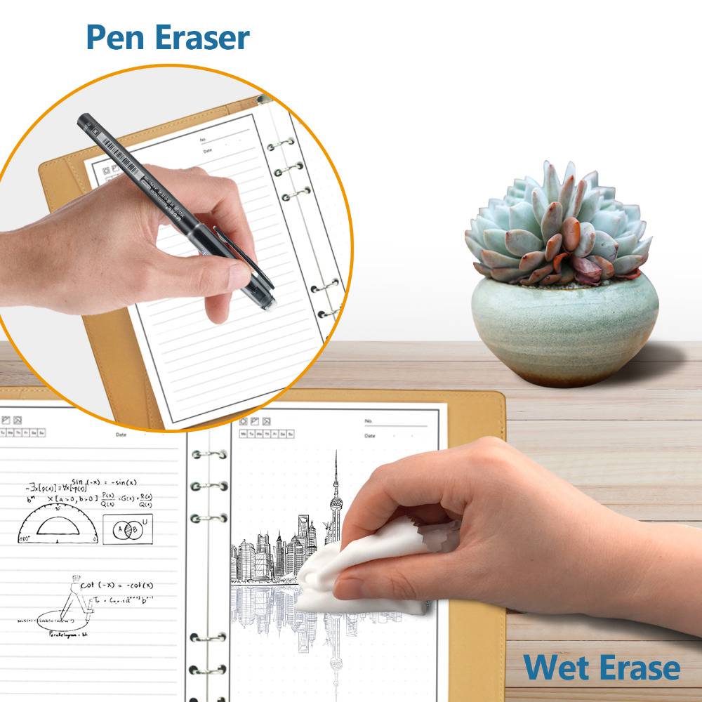 NEWYES A5 Reusable Smart Notebook PU Leather Erasable Wirebound Notebook Sketch Pads APP Storage - Pink Blue