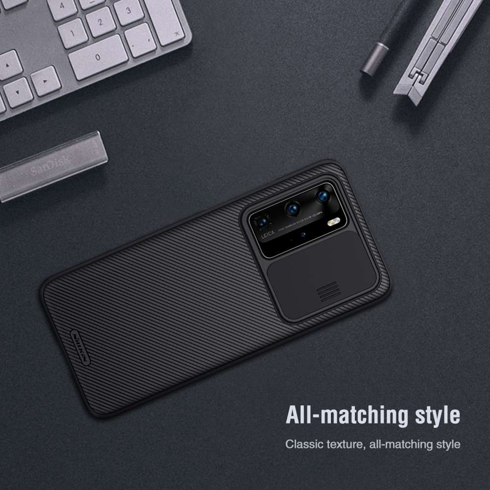 NILLKIN Black Mirror Series Protective Leather Phone Case For Huawei P40 Smartphone - Black