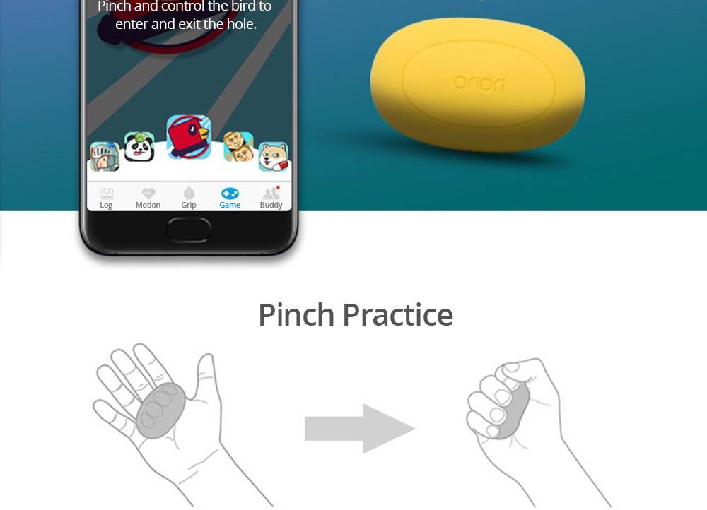 Oriori Wireless Smart Grip Ball Stress Yellow