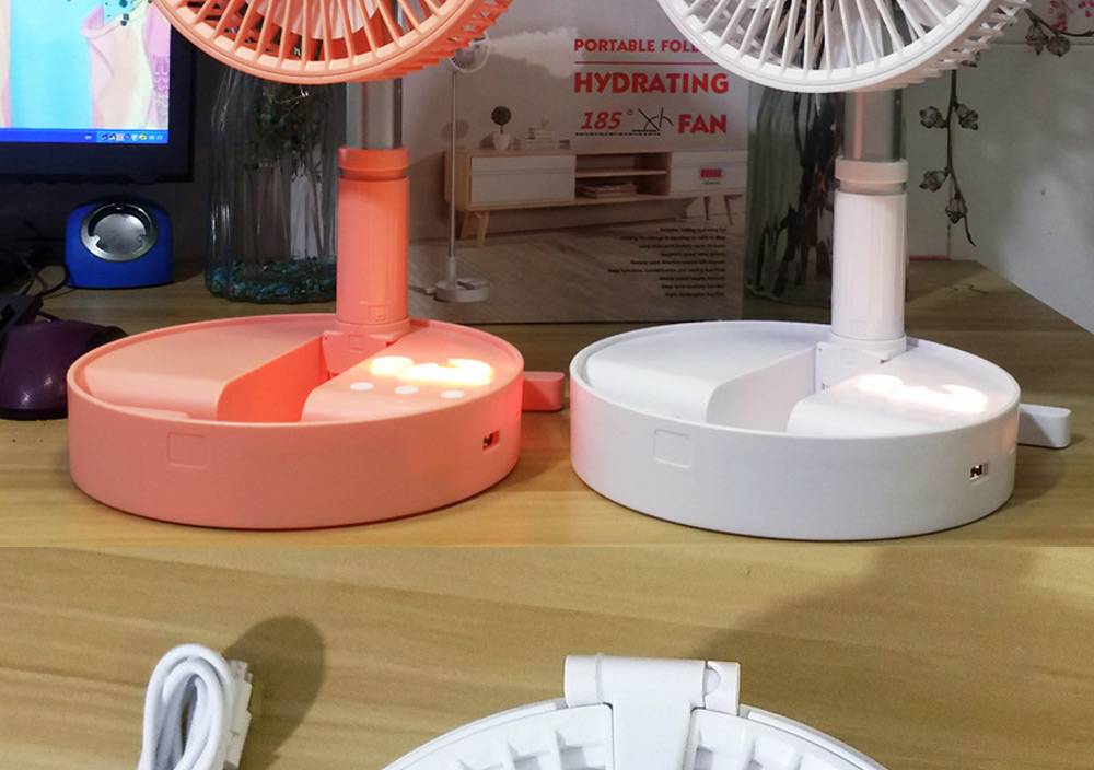Portable Multifunction Folding Replenishment Fan Four Modes Long Battery Life - Pink