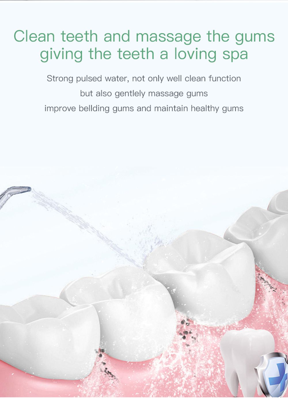 Portable Teeth Irrigator Mute Oral Care Three Modes USB Charging IPX7 Waterproof - White