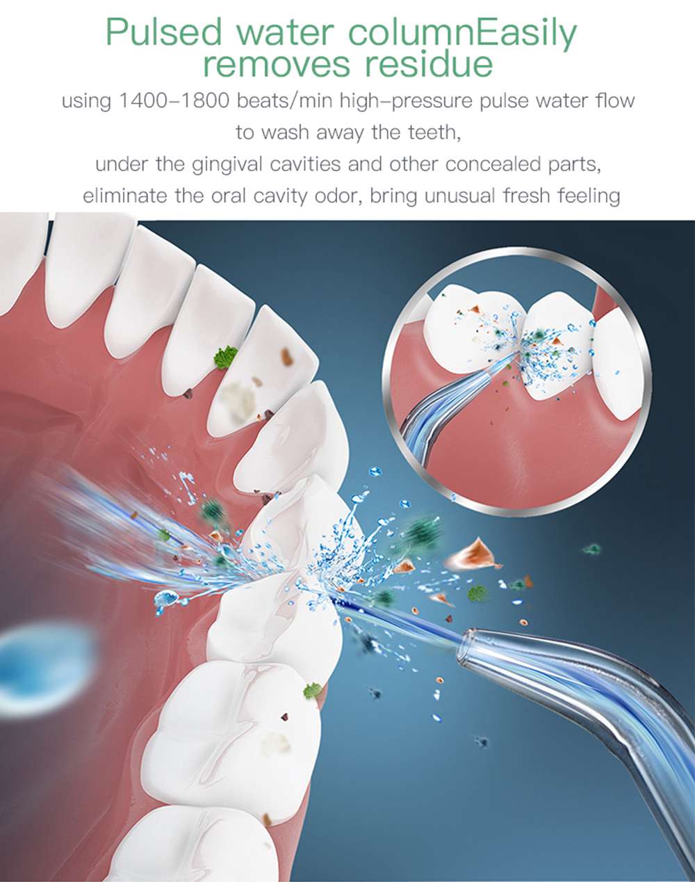 Portable Teeth Irrigator Mute Oral Care Three Modes USB Charging IPX7 Waterproof - White