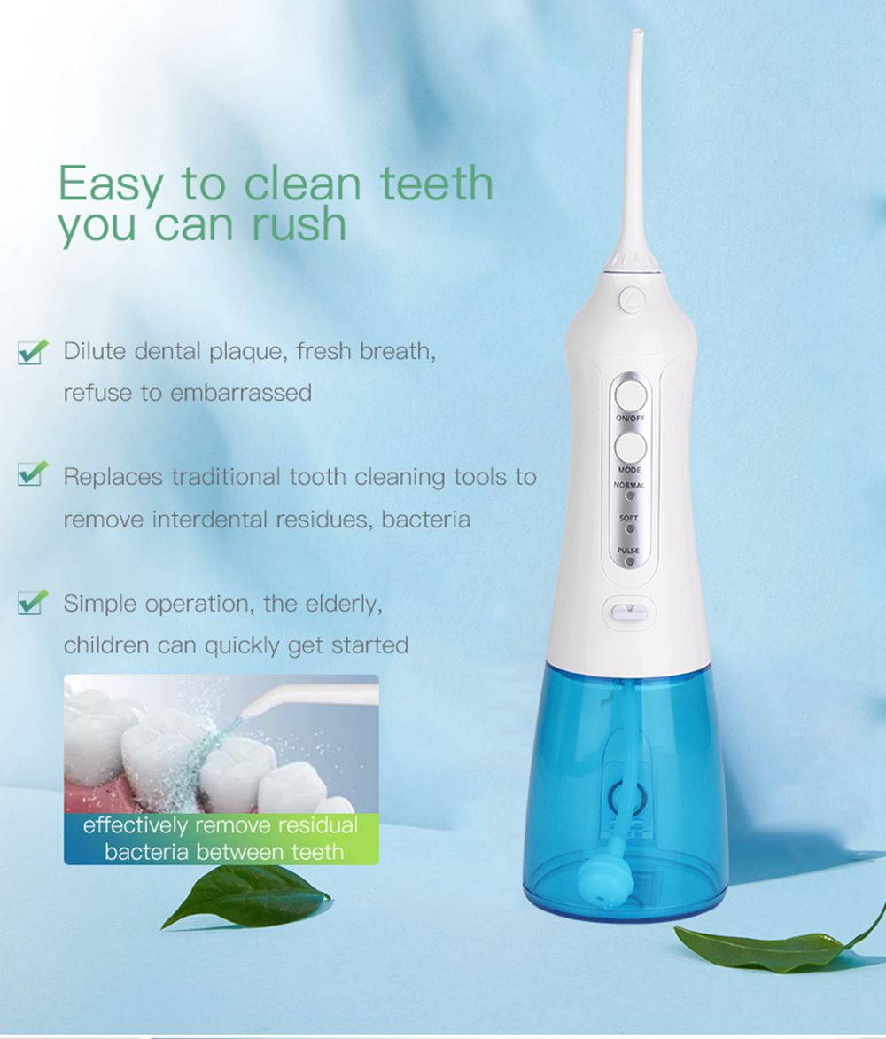 Portable Teeth Irrigator Mute Oral Care Three Modes USB Charging IPX7 Waterproof - White