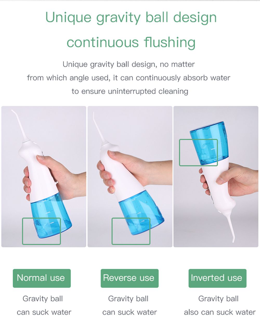 Portable Teeth Irrigator Mute Oral Care Three Modes USB Charging IPX7 Waterproof - White