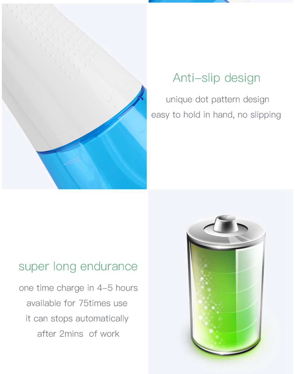 Portable Teeth Irrigator Mute Oral Care Three Modes USB Charging IPX7 Waterproof - White