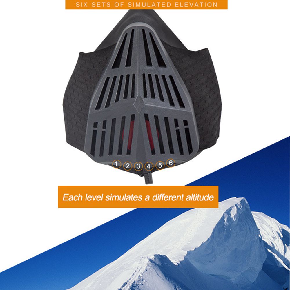 Running Fitness Mask 6 Inhaling Resistance Levels Black