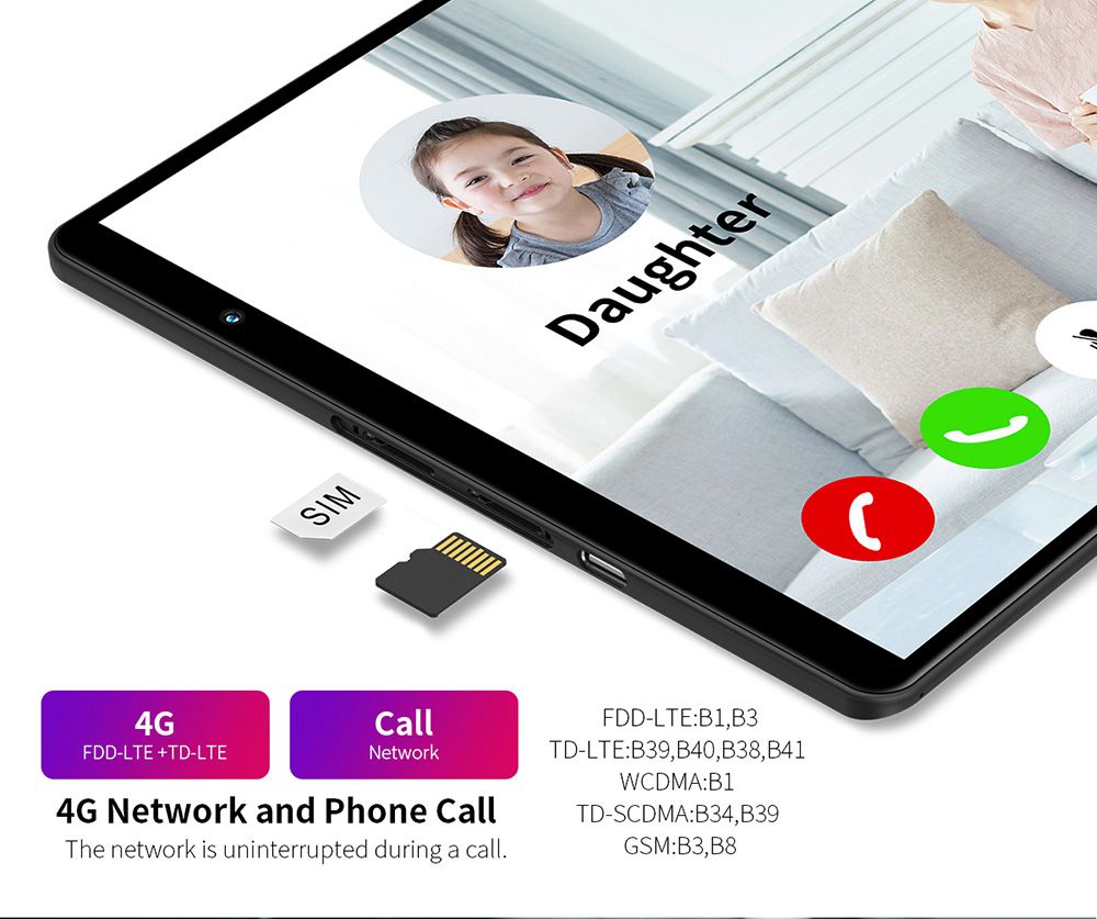 Teclast P10HD 4G LTE Tablet PC SC9863A Octa Core 10.1 Inch 1920 x 1200 FHD Screen 3GB RAM 32GB ROM Android 9.0 - Black