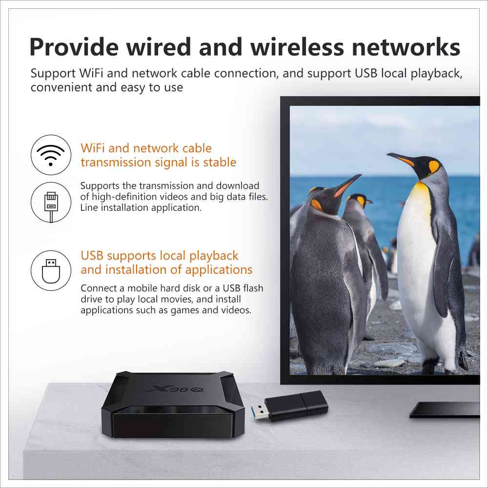 X96Q Allwinner H313 4K@60fps Android 10TV BOX 1GB RAM 8GB ROM 2.4G WIFI HDMI AV RJ45 USB2.0