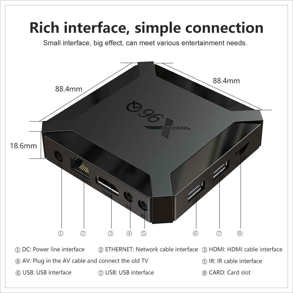 X96Q Allwinner H313 4K@60fps Android 10 4K TV BOX 2GB RAM 16GB ROM 2.4G WIFI HDMI AV RJ45 USB2.0