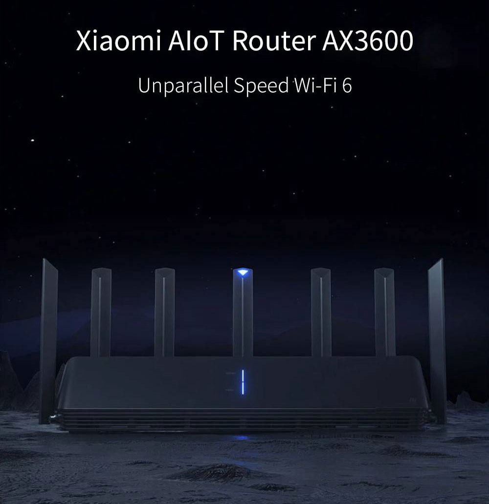 Xiaomi AIoT Wireless Dual Band Router 2976 Mbps 2.4GHz + 5GHz WiFi High Gain 6 Antennas 512MB Memory - Black