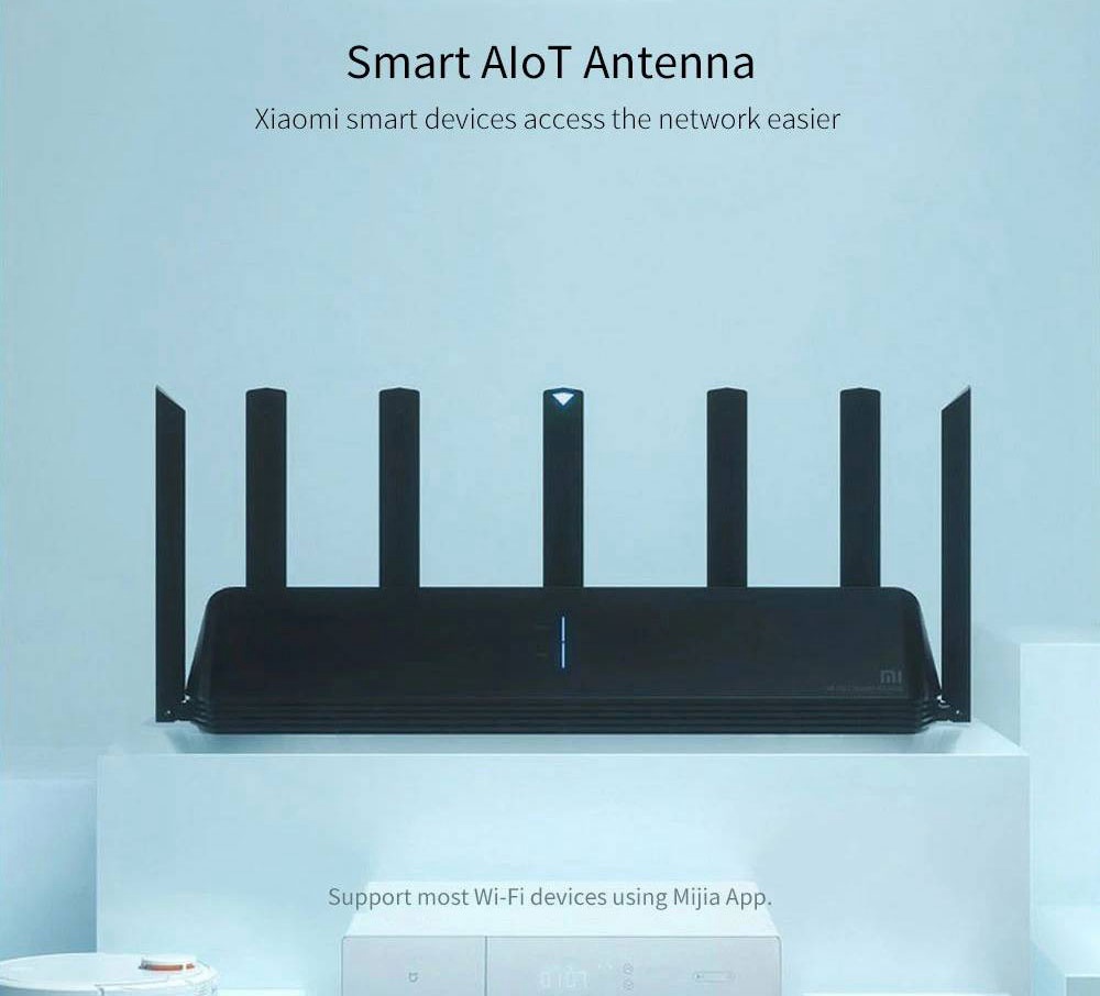 Xiaomi AIoT Wireless Dual Band Router 2976 Mbps 2.4GHz + 5GHz WiFi High Gain 6 Antennas 512MB Memory - Black