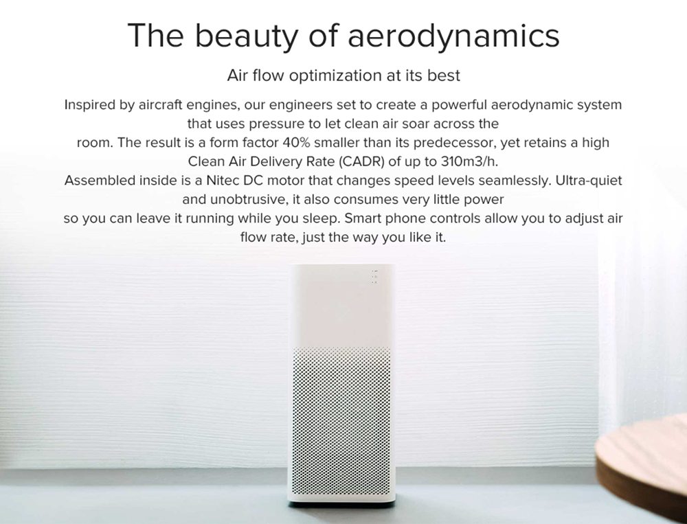 Xiaomi Mijia Air Purifier 2H HEPA Triple-layer Filter Formaldehyde Removal Real-time AQI Monitoring Google Assistant Amazon Alexa Voice Control Home Office International Version - White