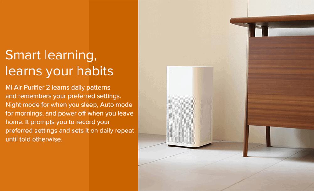 Xiaomi Mijia Air Purifier 2H HEPA Triple-layer Filter Formaldehyde Removal Real-time AQI Monitoring Google Assistant Amazon Alexa Voice Control Home Office International Version - White