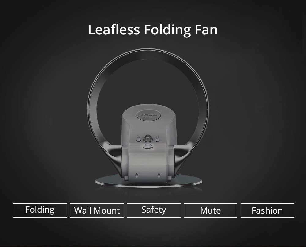 Portable Intelligent Silent Folding Leafless Fan Desktop Wall-mounted Dual-use Remote Control Stepless Speed Regulation Circulating Air Summer Cool Down For Office Home - Titanium Gray