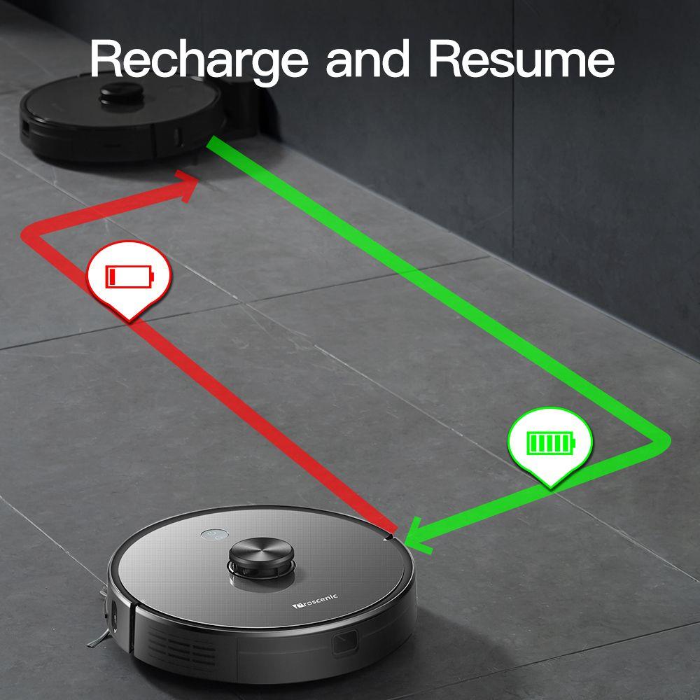Proscenic U6 Intelligent Robot Vacuum Cleaner 2700Pa Suction LDS Laser Navigation Brushless Motor APP Control 300ml Electric Water Tank 150Min Runtime Automatic Charging - Black