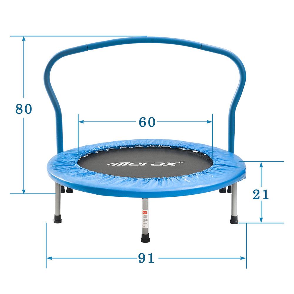 Merax Mini Folding Trampoline Indoor Fitness With Armrests Edge Cover 80KG Max Load - Blue