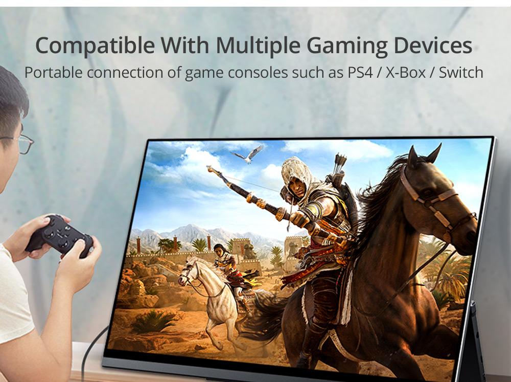 Sculptor MU156LR 15.6" 4K UHD IPS OSD Touch Menu Portable Monitor 72% NTSC HDR Dual Type-C+Mini HDMI Gaming Display Screen For Smartphones Digital Cameras Tablets Laptops Game Consoles - Black