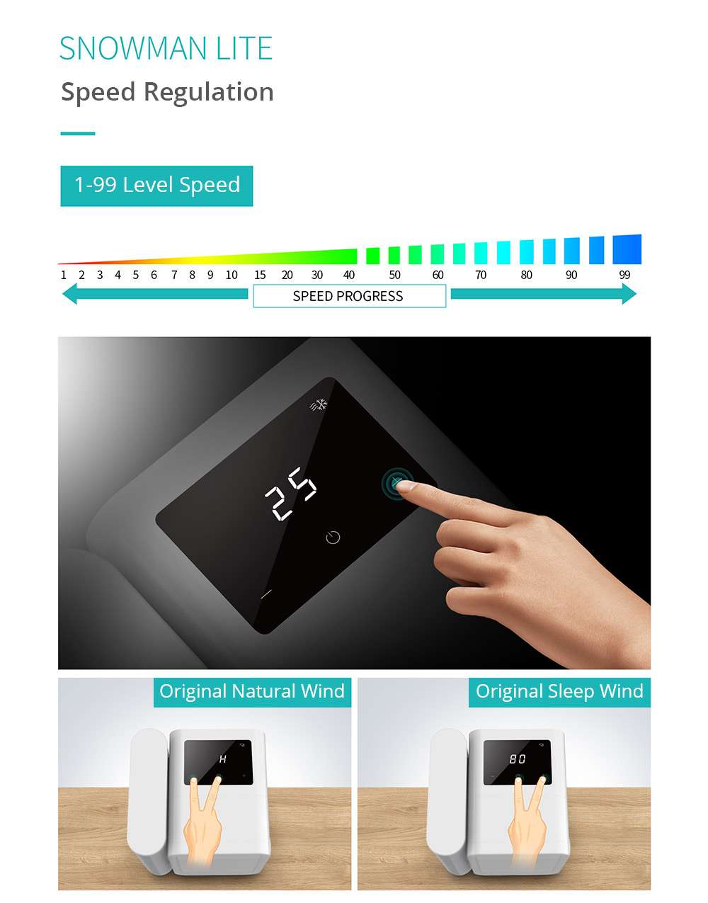 Portable Summer Air Conditioning Fan Refrigeration Humidification Purification Three-in-one Adjustable Wind Speed Angle 1000ml Removable Water Tank USB Type-C Interface - White