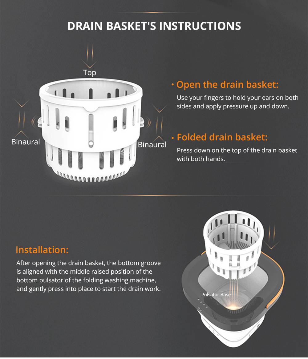 Moyu Second Generation Portable Mini Folding Automatic Washing Machine Spin Dry Energy Saving For Home Travel - Pink