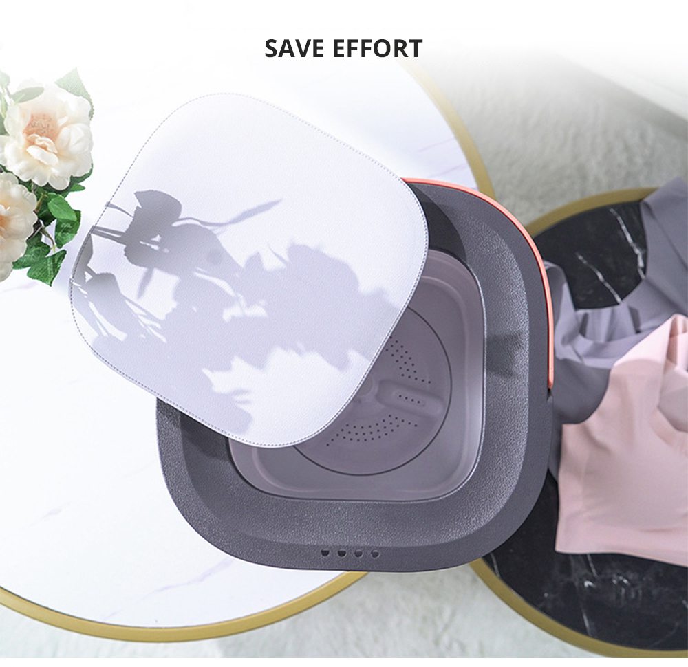 Moyu Second Generation Portable Mini Folding Automatic Washing Machine Spin Dry Energy Saving For Home Travel - Pink