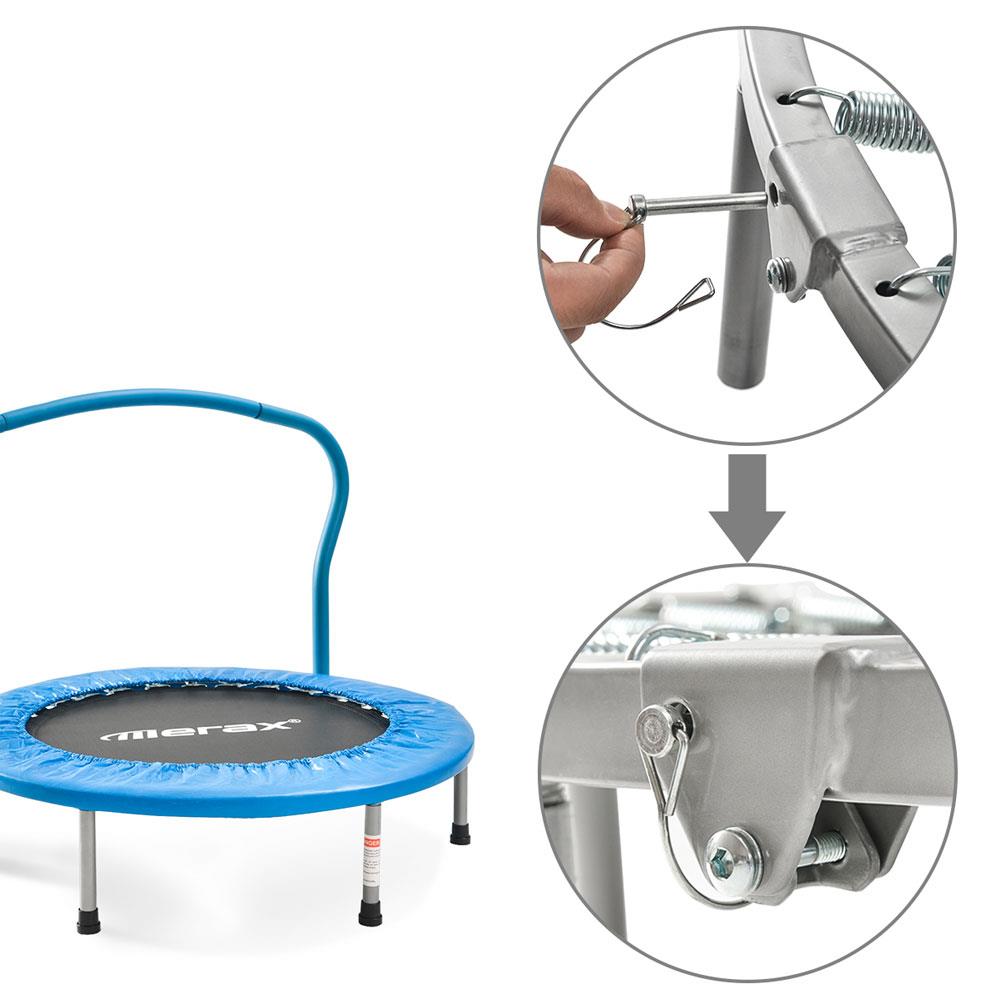 Merax Mini Folding Trampoline Indoor Fitness With Armrests Edge Cover 80KG Max Load - Blue