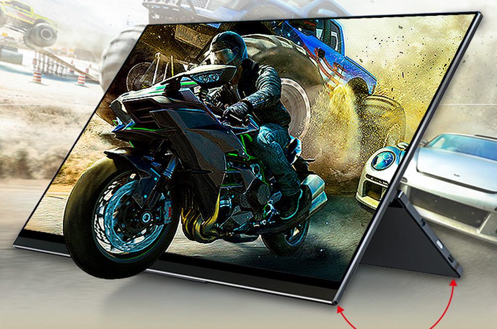 Sculptor MF156LR 15.6" 1080P FHD IPS OSD Touch Menu Portable Monitor 45% NTSC HDR Dual Type-C+Mini HDMI Gaming Display Screen For Smartphones Digital Cameras Tablets Laptops Game Consoles - Black