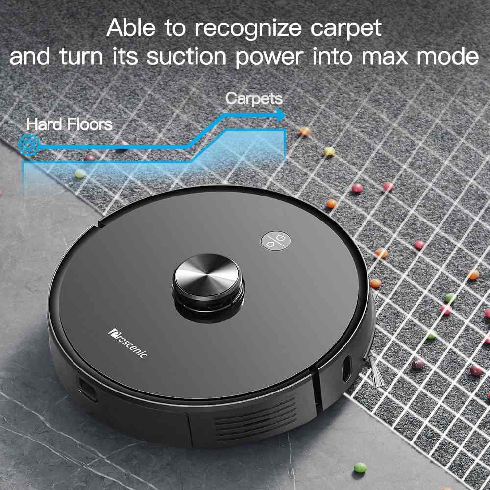 Proscenic U6 Intelligent Robot Vacuum Cleaner 2700Pa Suction LDS Laser Navigation Brushless Motor APP Control 300ml Electric Water Tank 150Min Runtime Automatic Charging - Black