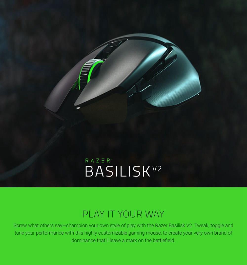 Razer BASILISK V2 UltraLight Gaming Mouse 11Programmable Key 20K DPI 5G Optical Sensor - Black