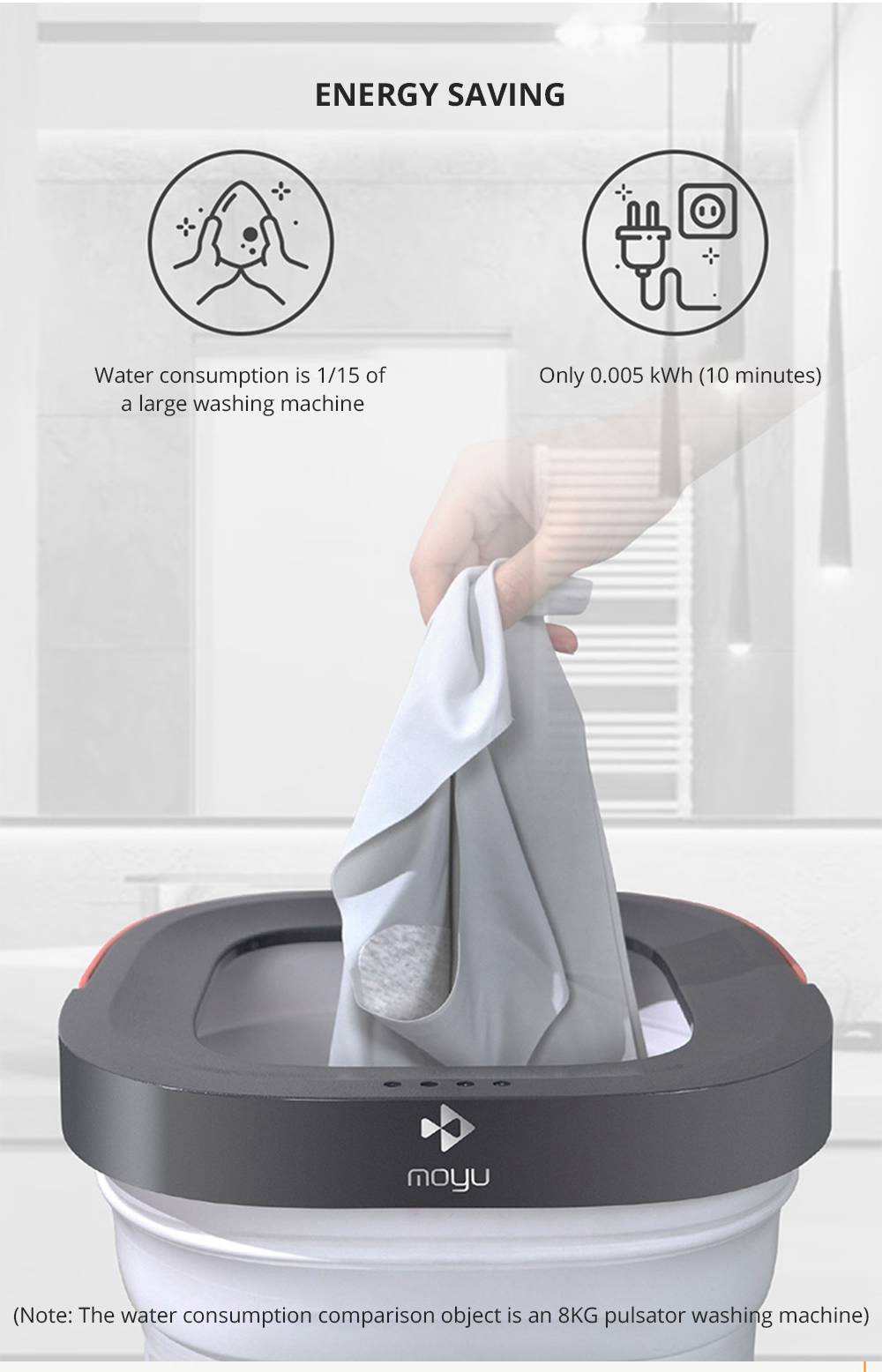 Moyu Second Generation Portable Mini Folding Automatic Washing Machine Spin Dry Energy Saving For Home Travel - Pink