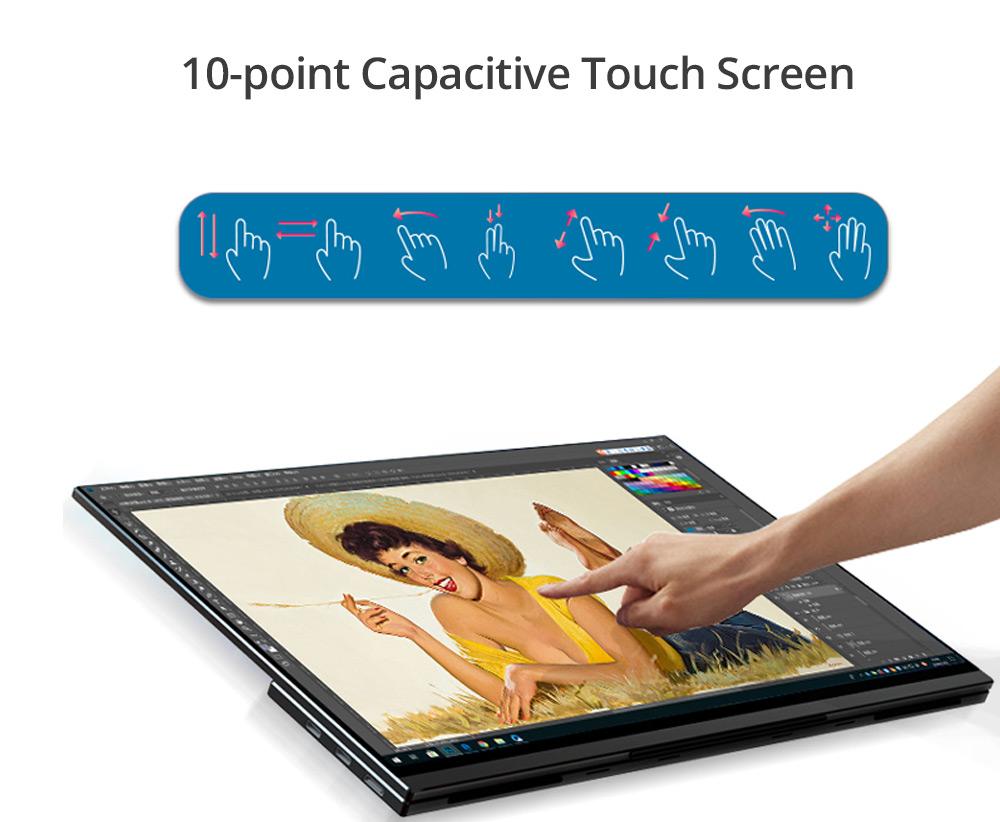 Sculptor MU156LR 15.6" 4K UHD IPS OSD Touch Menu Portable Monitor 72% NTSC HDR Dual Type-C+Mini HDMI Gaming Display Screen For Smartphones Digital Cameras Tablets Laptops Game Consoles - Black