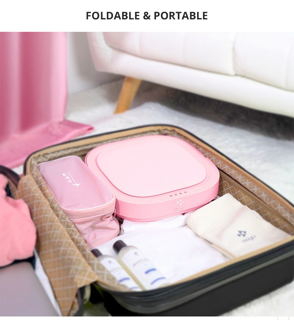 Moyu Second Generation Portable Mini Folding Automatic Washing Machine Spin Dry Energy Saving For Home Travel - Pink