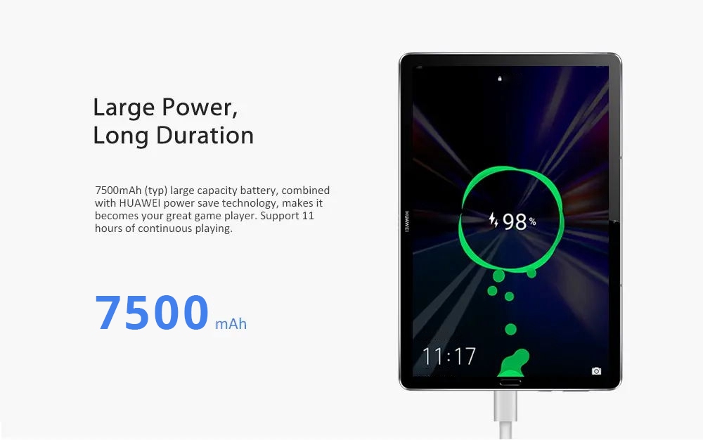 HUAWEI M6 WiFi Tablet PC CN Rom 10.8 Inch IPS 2560*1600 Screen Hisilicon Kirin 980 Octa Core Mali G76 Android 9.0 4GB RAM 128GB ROM 13.0MP + 8.0MP Camera 7500mAh Battery Application Split Screen - Gray