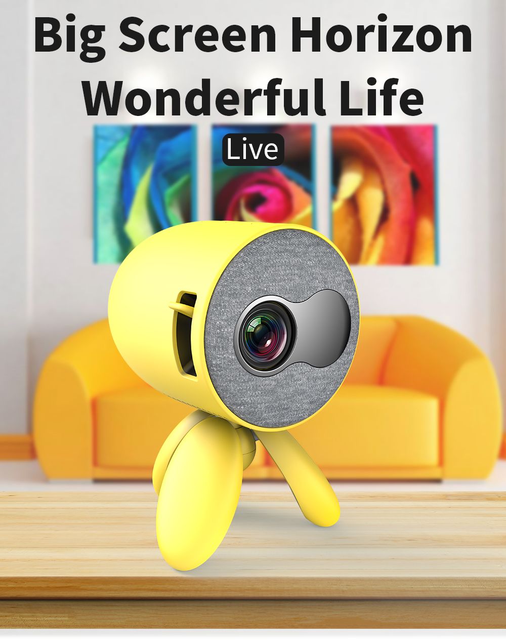 YG220 Mini Pocket Projector 480*320P Supports 1080P HDMI AV SD USB Compatible with Fire TV Stick/PS4/USB/HDMI/SD/AV