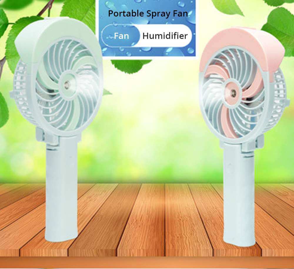 HandFan Portable Multi-function Handheld Folding Fan Cool Down Humidify USB Charging 4000mAh Battery 3 Wind Speeds For Summer Shopping Travel Hiking Camping - Blue