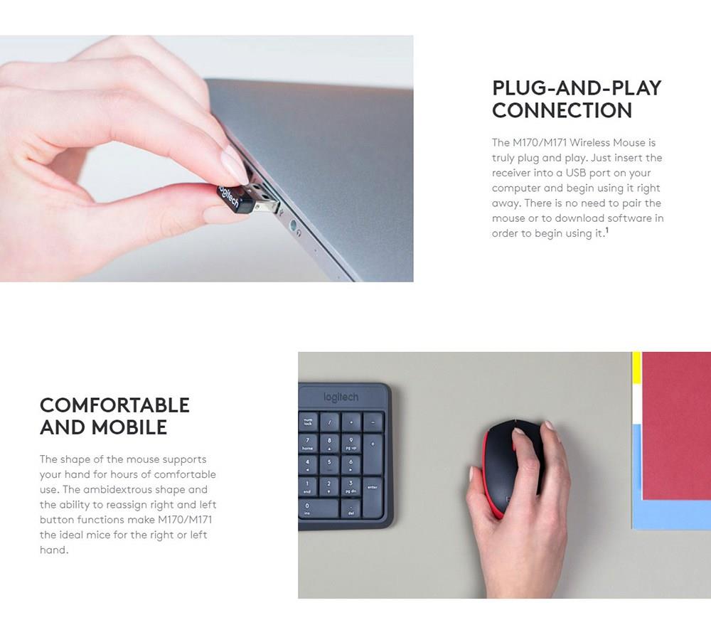 Logitech M171 2.4G Wireless Mouse Plug and Play - Black