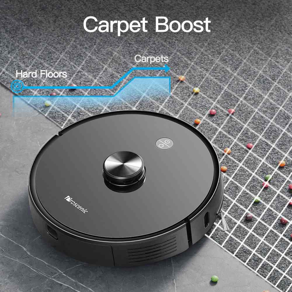 Proscenic U6 Intelligent Robot Vacuum Cleaner 2700Pa Suction LDS Laser Navigation Brushless Motor APP Control 300ml Electric Water Tank 150Min Runtime Automatic Charging - Black