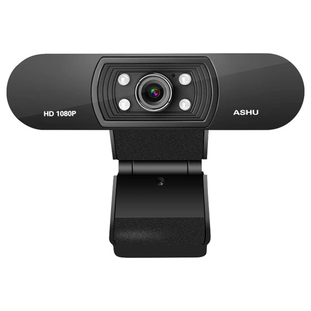 ASHU H800 1080P HD Webcam Built-In Microphone Auto Color Correction Support CC2000 TARGET ICQ For Laptop Desktop - Black