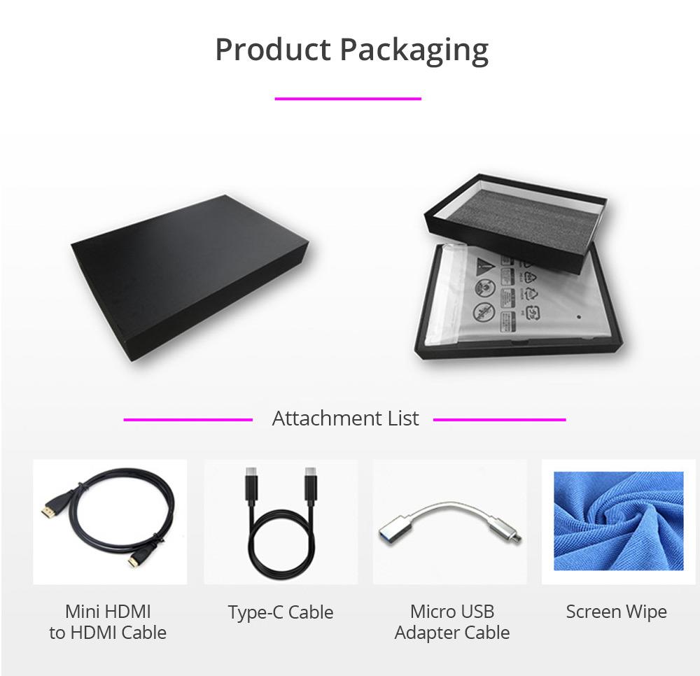 Sculptor MF156LR 15.6" 1080P FHD IPS OSD Touch Menu Portable Monitor 45% NTSC HDR Dual Type-C+Mini HDMI Gaming Display Screen For Smartphones Digital Cameras Tablets Laptops Game Consoles - Black