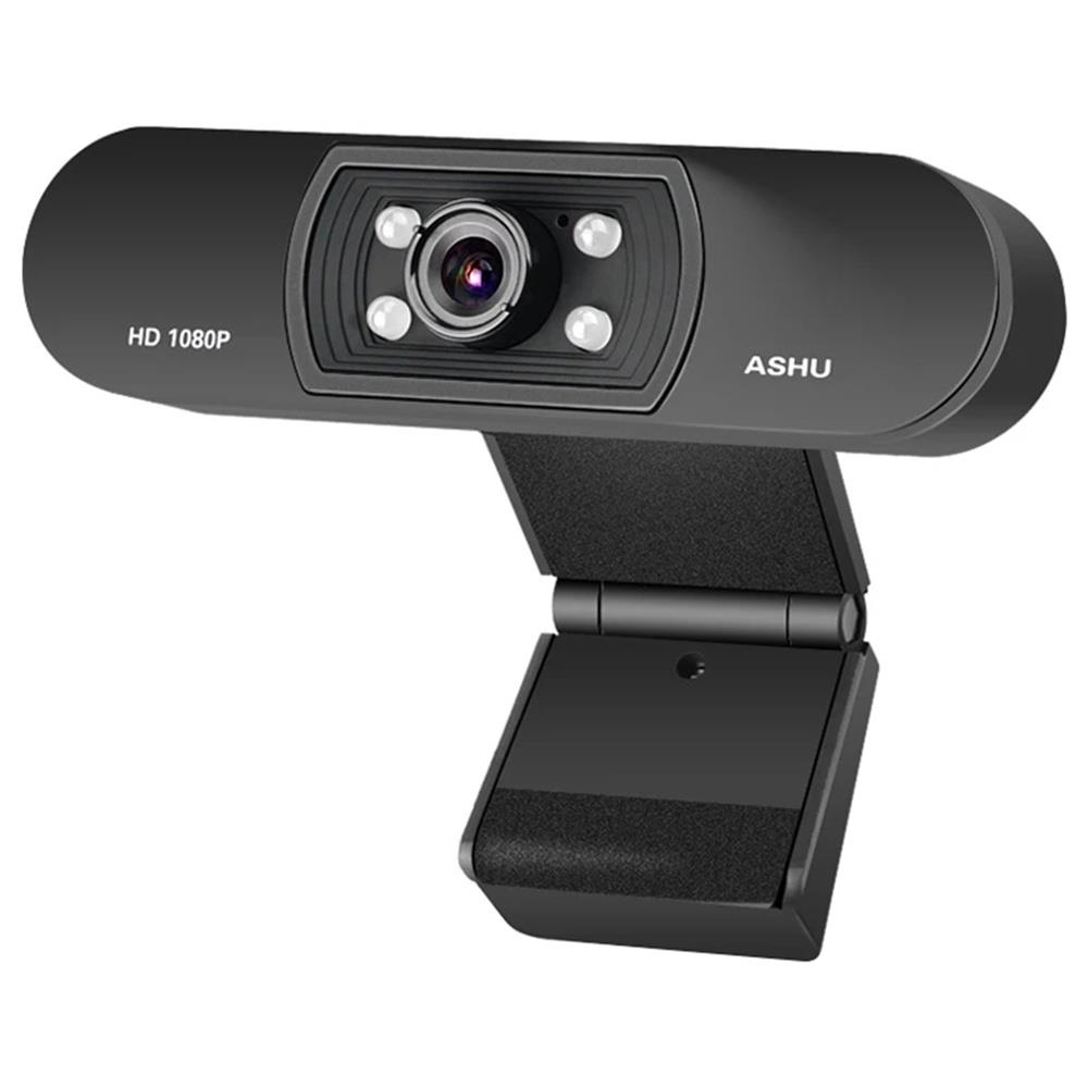 ASHU H800 1080P HD Webcam Built-In Microphone Auto Color Correction Support CC2000 TARGET ICQ For Laptop Desktop - Black