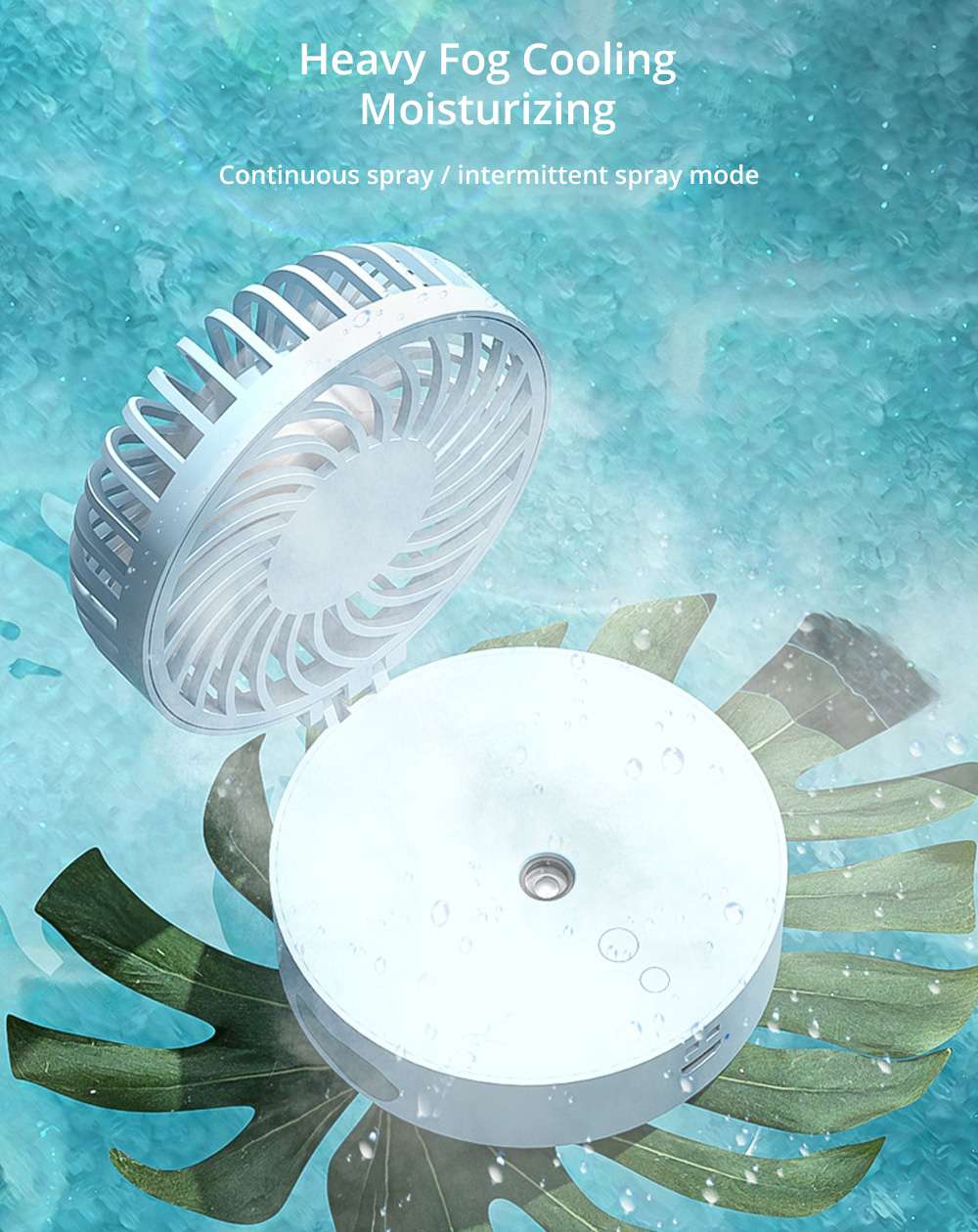 Mini Portable Handheld Spray Small Fan Hanging Neck Desktop Humidification USB Charging - Pink