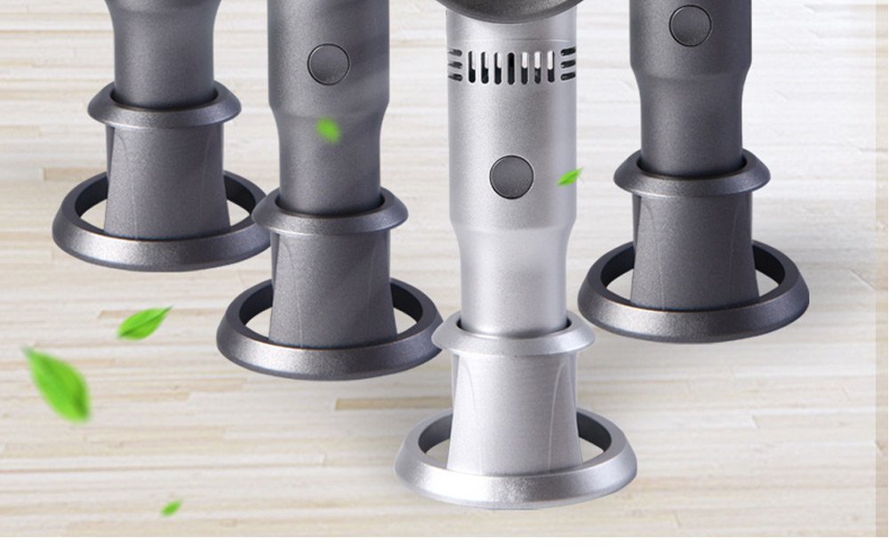 Portable Handheld Leafless Fan Manual Button USB Charging 2000mAh Battery Three Wind Speeds Detachable Base Summer Cool Down - Silver