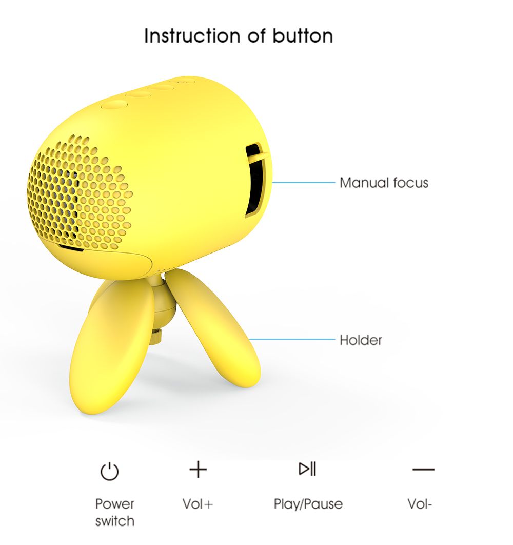 YG220 Mini Pocket Projector 480*320P Supports 1080P HDMI AV SD USB Compatible with Fire TV Stick/PS4/USB/HDMI/SD/AV