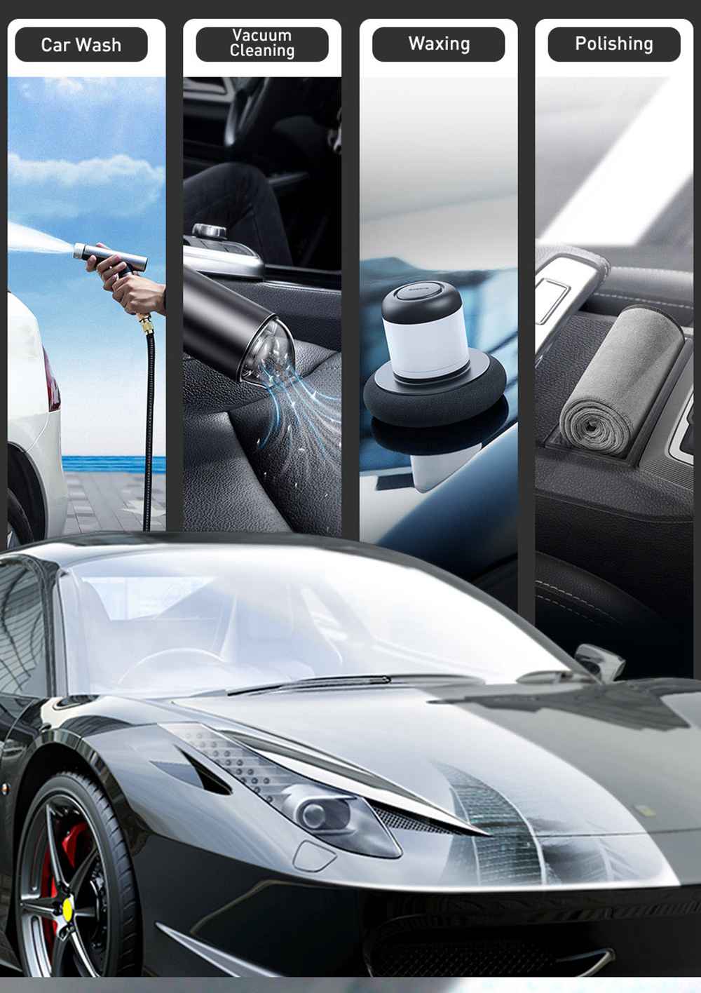 2PCS Baseus Easy Life Car Wash Towel 40 x 40cm Superfine Fiber Automatic Cleaning - Gray