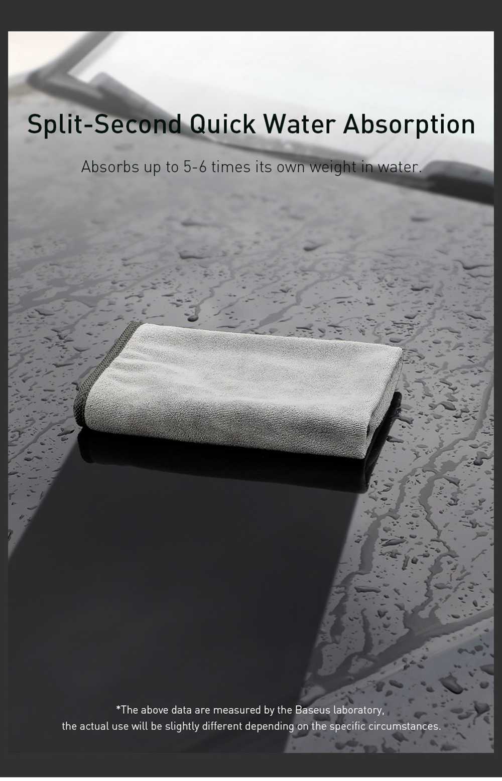 2PCS Baseus Easy Life Car Wash Towel 40 x 40cm Superfine Fiber Automatic Cleaning - Gray