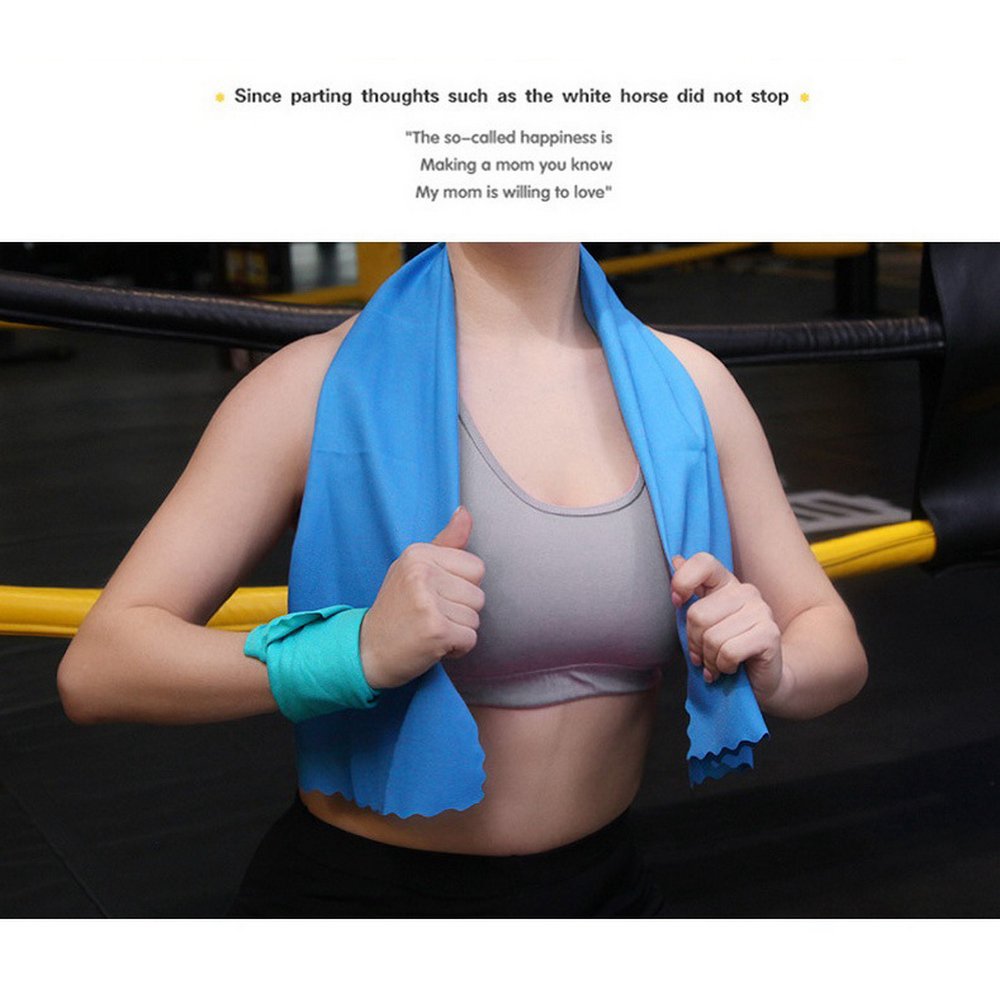 30 x 100cm Portable Quick-drying Cooling Towel Superfine Fiber With Silicone Sleeve For Travel Outdoor Fitness - Blue