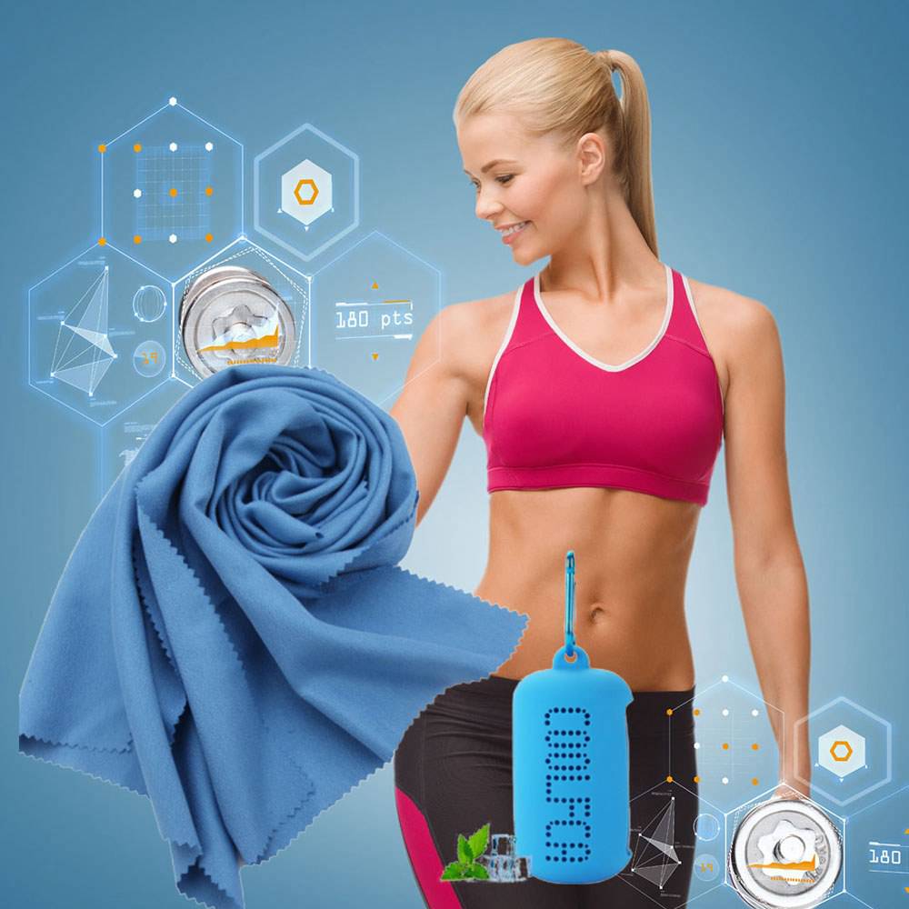 30 x 100cm Portable Quick-drying Cooling Towel Superfine Fiber With Silicone Sleeve For Travel Outdoor Fitness - Blue
