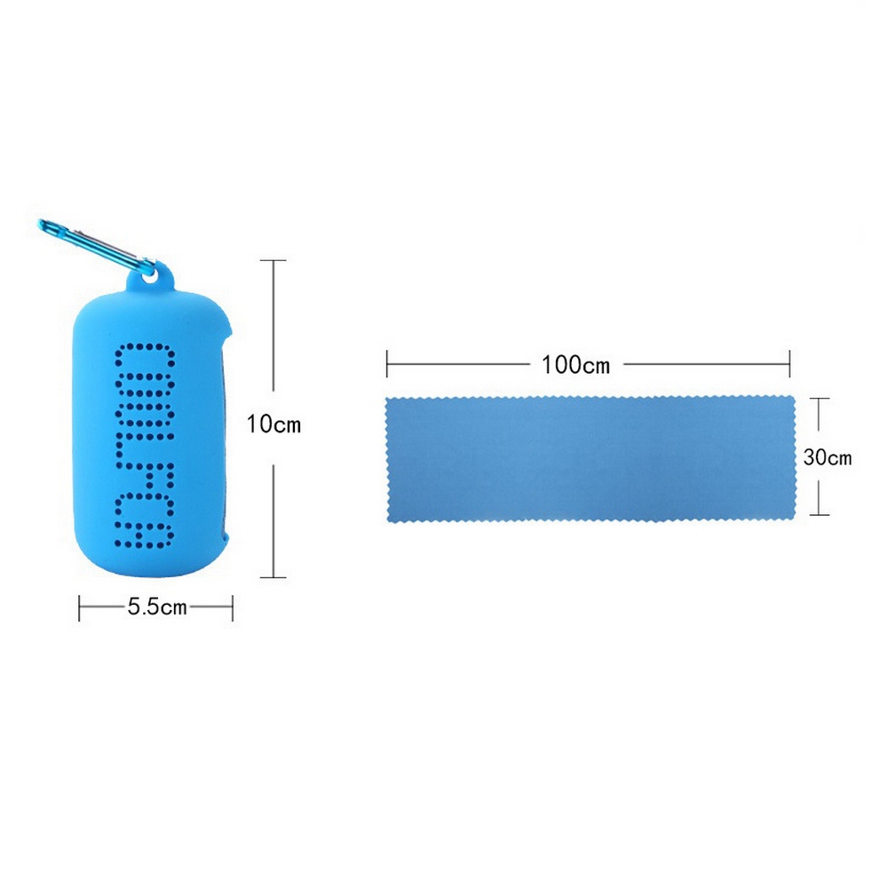 30 x 100cm Portable Quick-drying Cooling Towel Superfine Fiber With Silicone Sleeve For Travel Outdoor Fitness - Blue