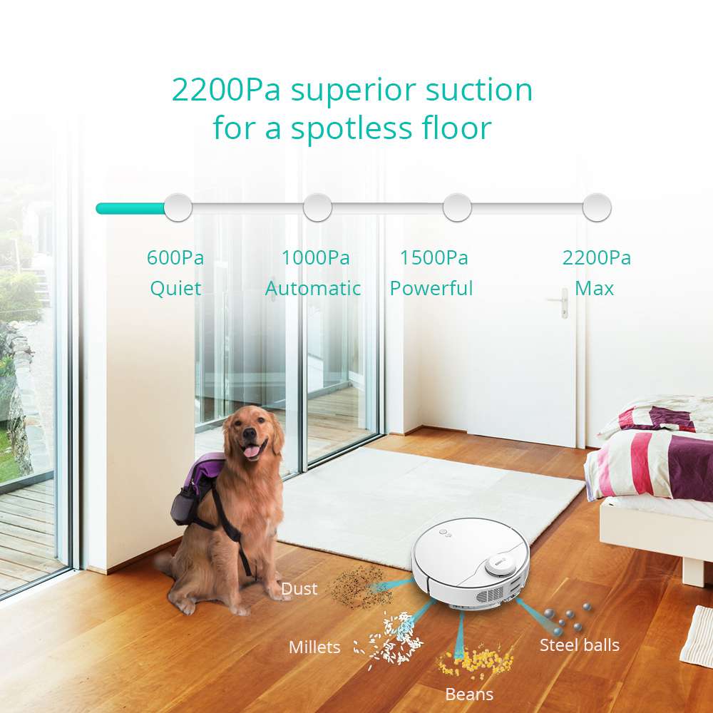 360 S9 Intelligent Robot Vacuum Cleaner Mopping Sweeping 2200Pa Suction LDS Lidar 5200mAh Battery 3 Hours Runtime 55dB Silent Automatic Charging - White
