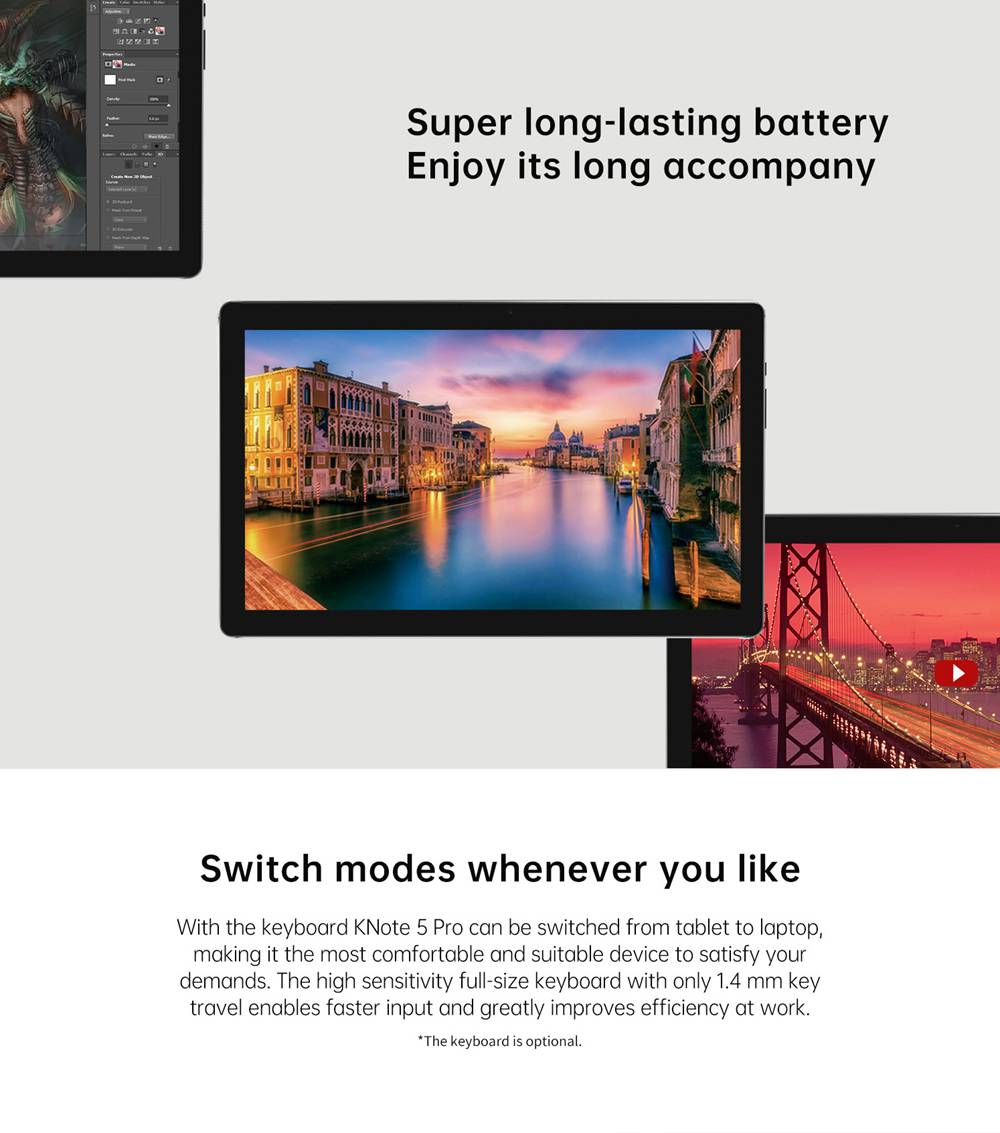 ALLDOCUBE KNote 5 Pro Tablet PC Intel Gemini Lake N4000 11.6 Inch 1920 x 1080 IPS Screen UHD600 Windows 10 6GB RAM 128GB SSD 4000mAh Battery English Version - Black