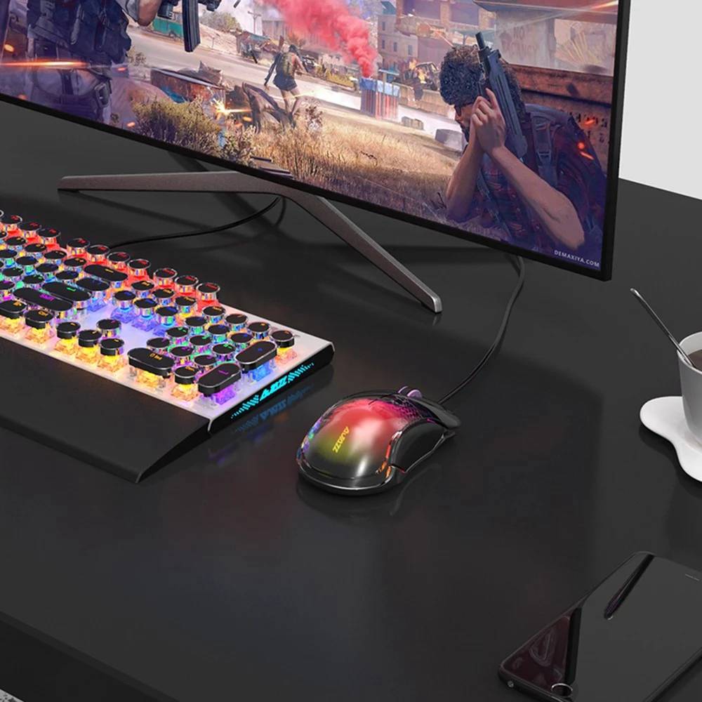 Ajazz AJ358 Wired USB Colorful Backlight Gaming Mouse 10000DPI PMW3325 Chip 8 Button - Pink